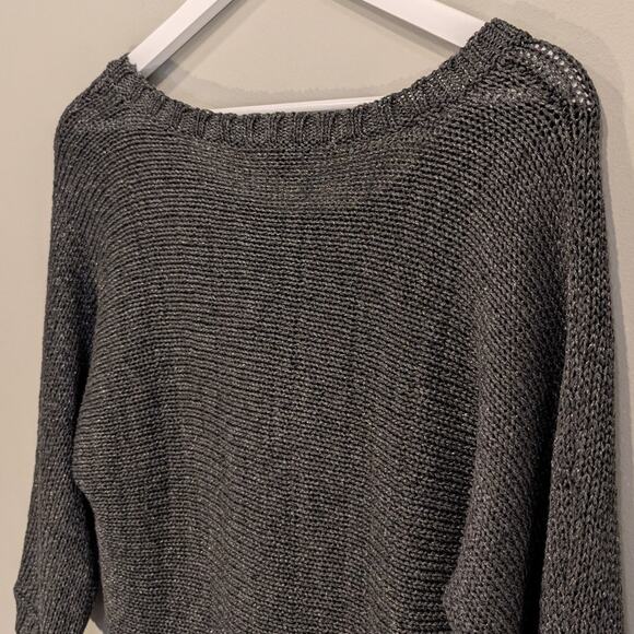 Eileen Fisher Gray Sweater Scoop Neck 92% Viscose/8% Spandex 3/4 Sleeve -Size S - Picture 4 of 6